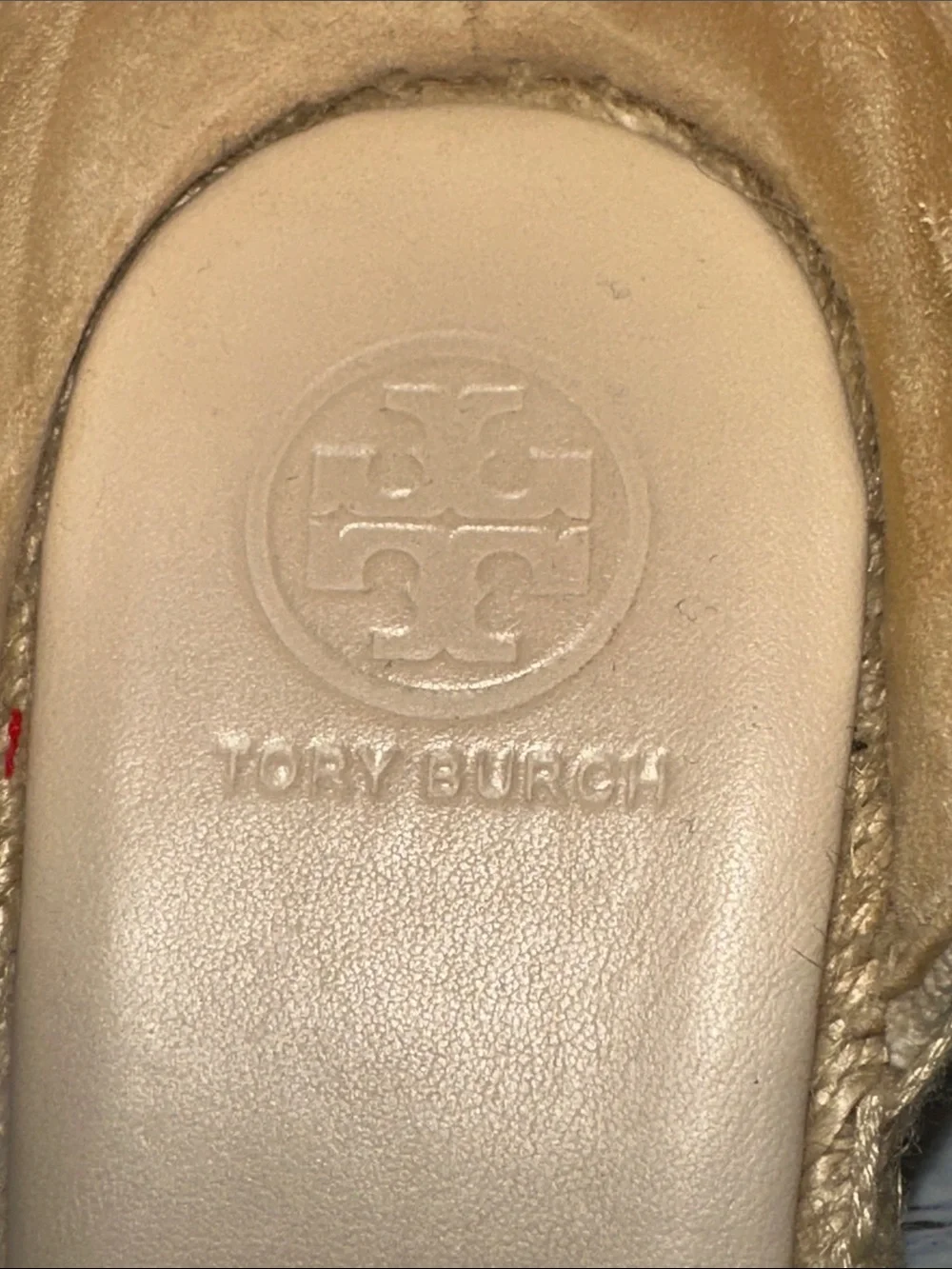 Tory Burch Laguna Canvas Espadrille Wedges with Navy Logo ankle wrap